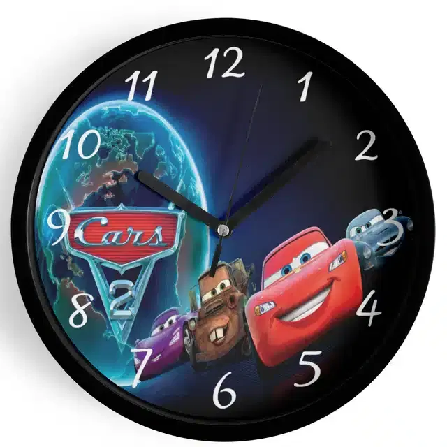Analog Cars Wall Clock for Home, Black, 7 Inches