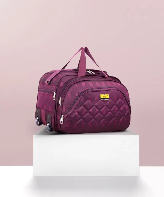 Nylon Trolley Duffel Bag, Purple, 60 L