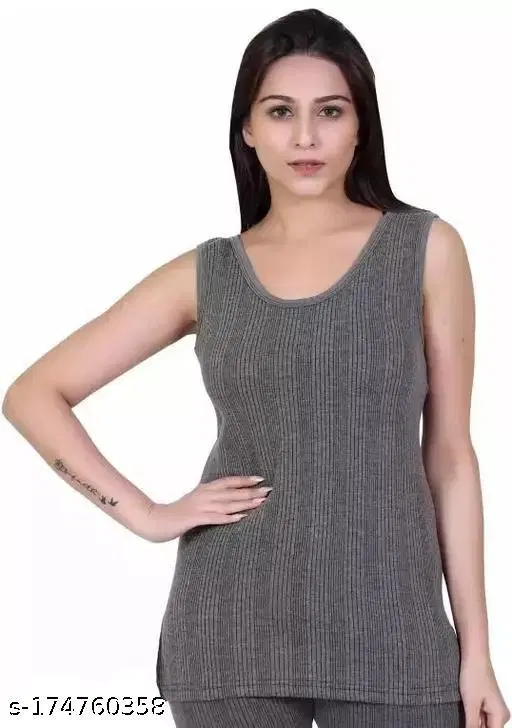 Woolen Thermal Top for Women (Dark Grey, XS)