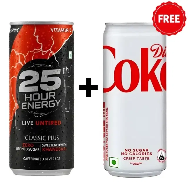 25th Hour Energy Drink 250 ml + Diet Coke Can 300 ml (Free)