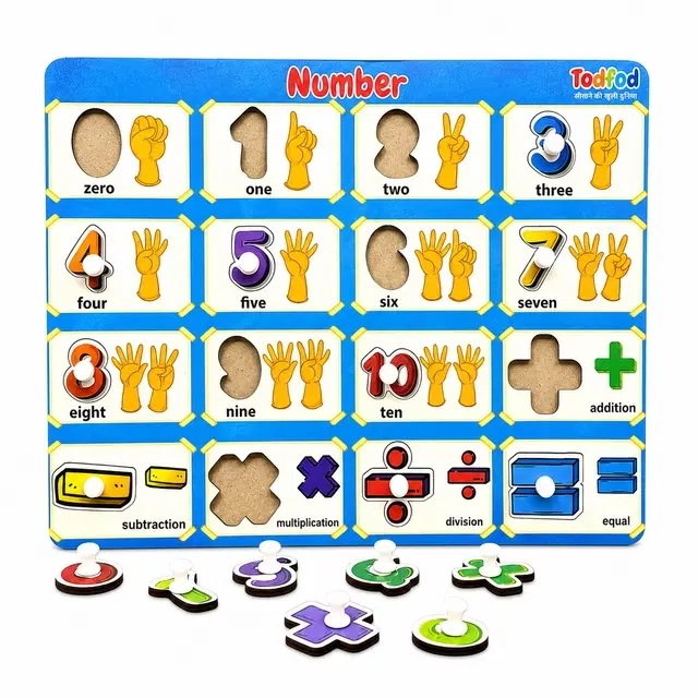 TodFod Wooden Numbers Identify Puzzle With Knobs
