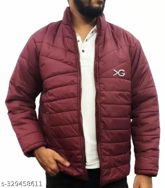 Polyester Jacket for Men (Maroon, L)