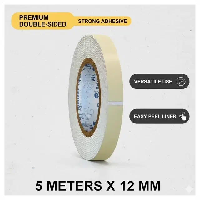 Oddy Double-Sided Foam Tape 12mm, 5 Meter, Pack of 1