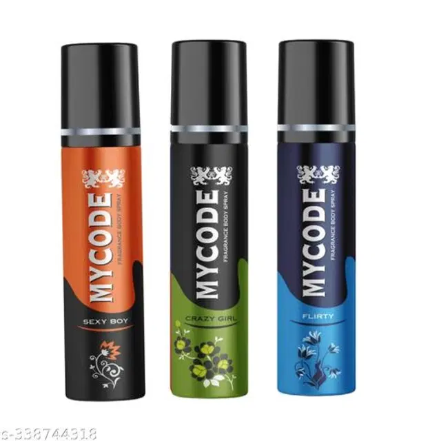 Combo of MYCODE Crazy Girl, Sexy Boy & Flirty Body Spray for Men, 100 ml, Pack of 3