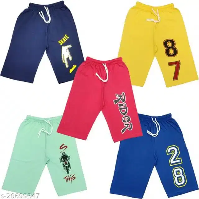 Cotton Shorts for Boys, Pack of 5 (Multicolor, 2-3 Years)