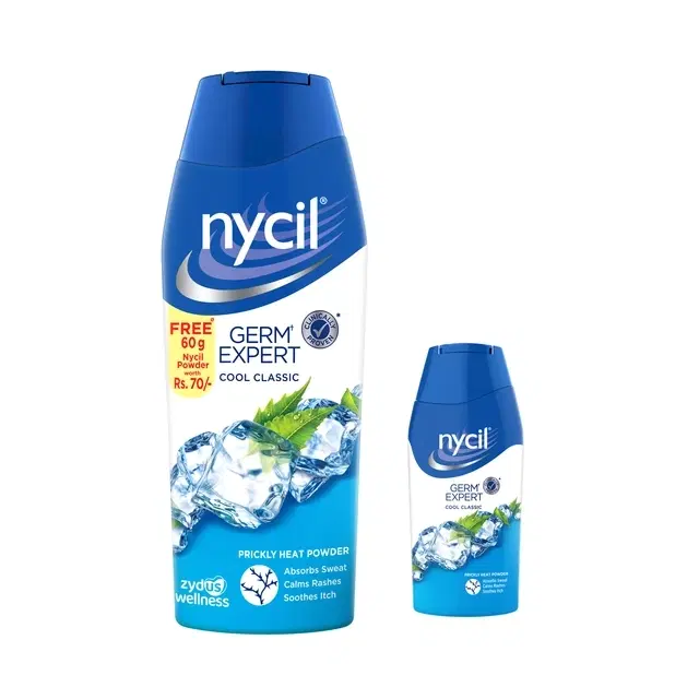 Nycil Cool Classic Prickly Heat Talcum Powder 150 g + Nycil Cool Clasic Herbal Powder 60 g Free