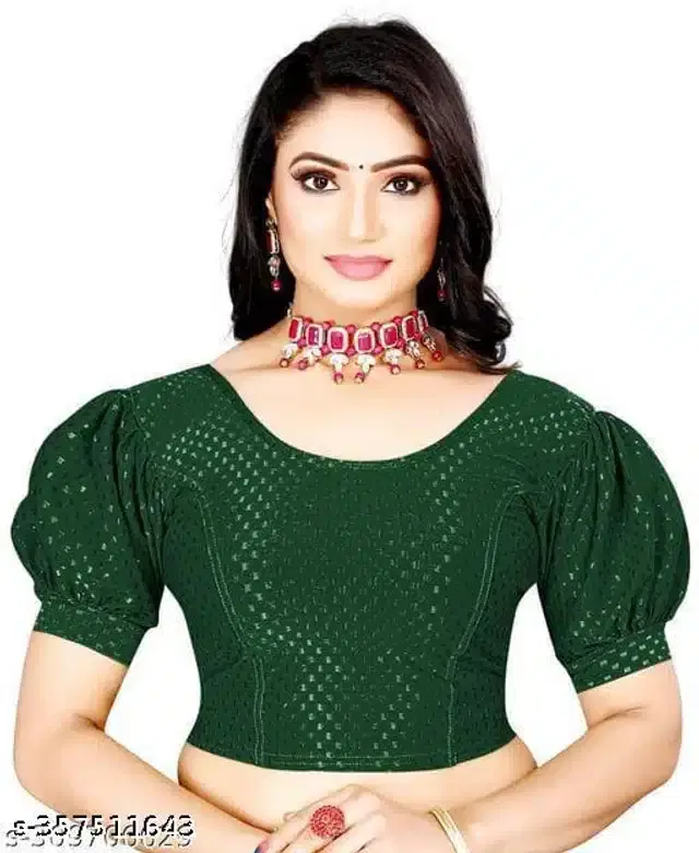 Half Sleeves Blouse for Women (Bottle Green, 28 Alterable)