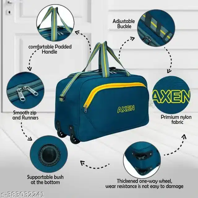 PU Trolley Duffel Bag for Men & Women, Blue