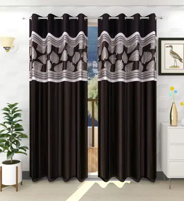Window Curtains, Pack of 2, Brown, 5 feet