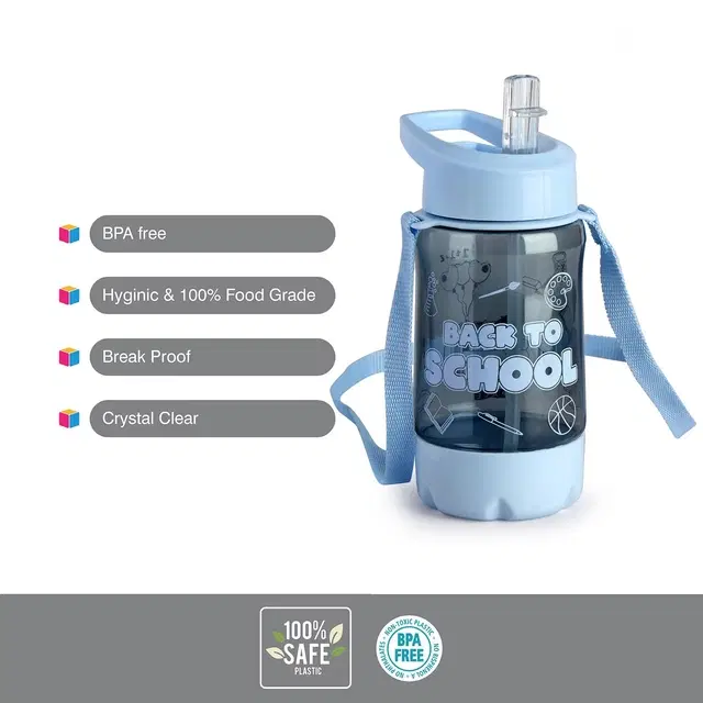 Plastic Water Bottle For Kids ,Multicolour ,(600ML) , Pack Of 2