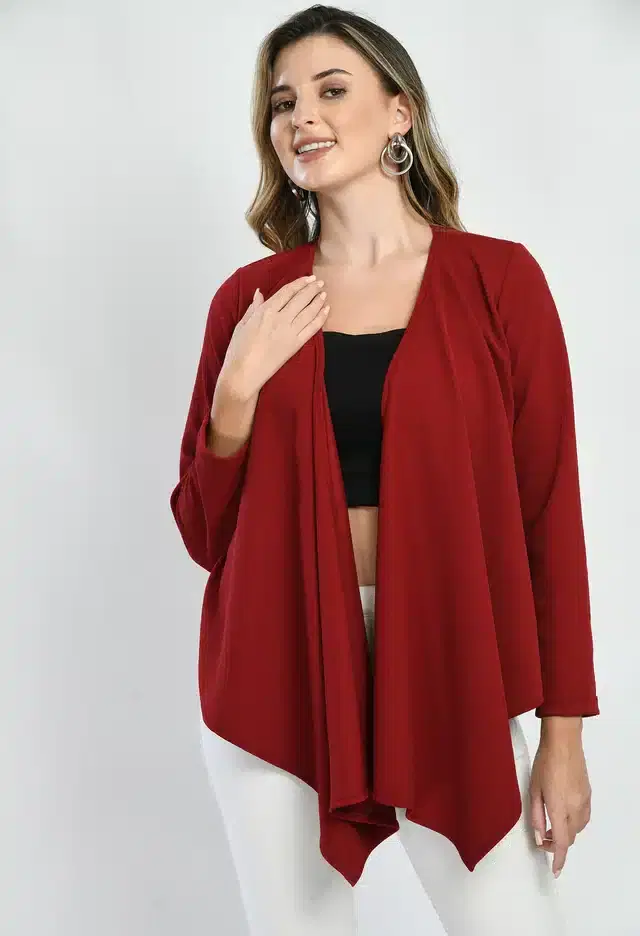 Full Sleeves Shrug for Women (Maroon, S)