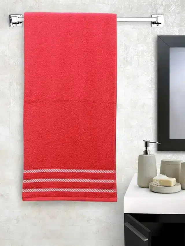 Soft Fabric Bath Towel, Red, 27"x54"