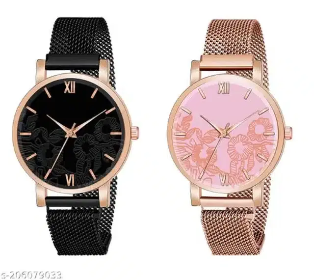 Analog Watch for Women, Pack of 2 (Multicolor)