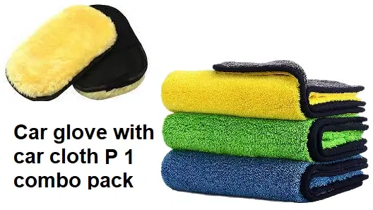Combo of Microfiber Hand Gloves with Cleaning Cloth for Car, Multicolor, Set of 2