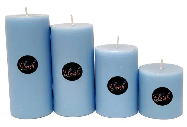 Floish Decor Premium Scented Pillar Candles, Set of 4