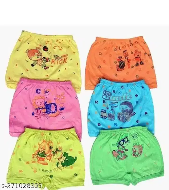 Cotton Innerwear Shorts for Kids, Pack of 6 (Multicolor, 4-5 Years)