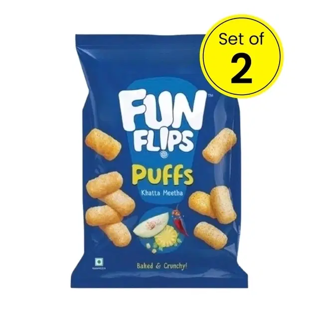 Fun Flips Khatta Meetha Puff 2X57 g (Pack of 2)