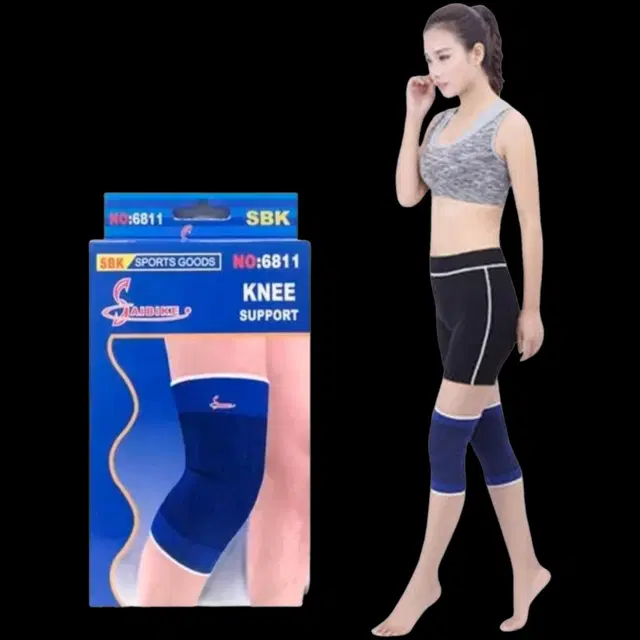 Polyester Solid Knee Sleeves for Women, Blue, Set of 1