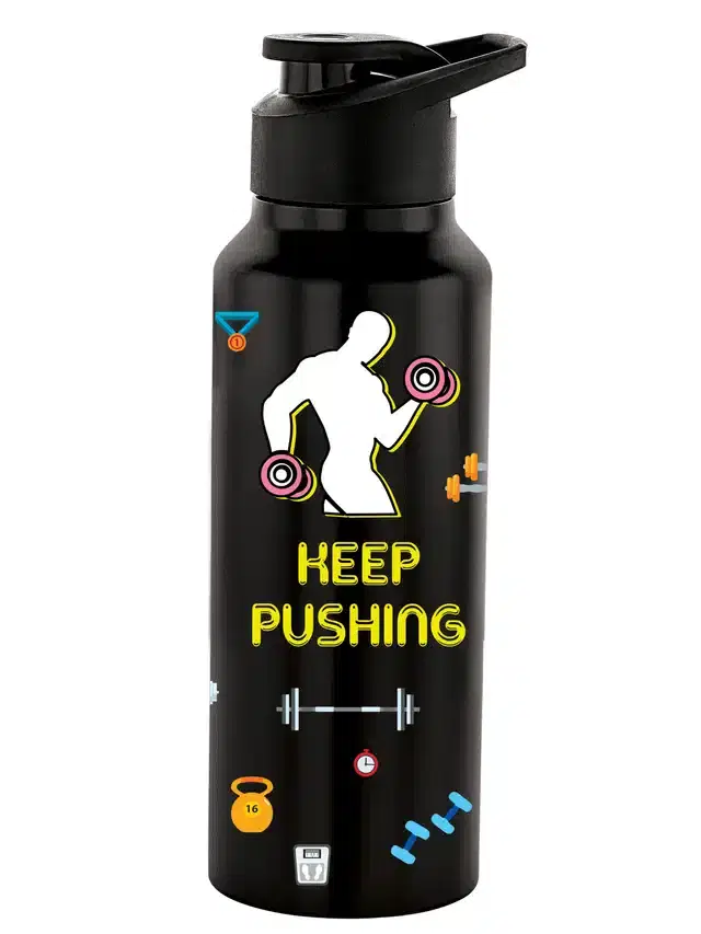 Stainless Steel Insulated Single Wall Water Bottle, Black, 750 ml