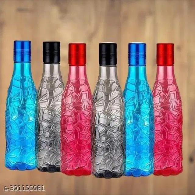 Plastic Water Bottles, Multicolor, 1000 ml, Pack of 6