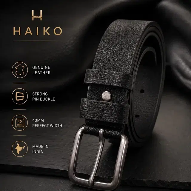 PU Solid Belt for Men, Black(32)