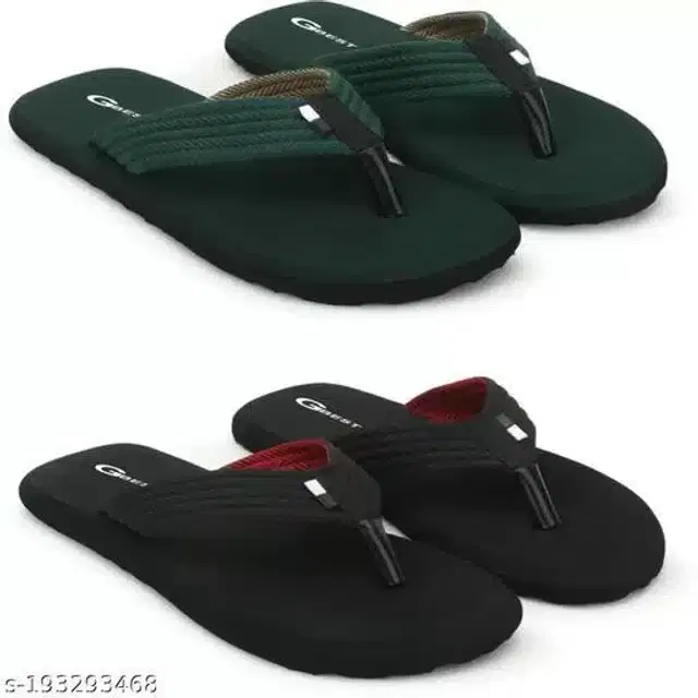 Slippers for Men, Pack of 2 (Green & Black, 10)
