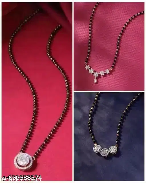 Single Strand Mangalsutra for Women, Pack of 3 (White, Free Size)