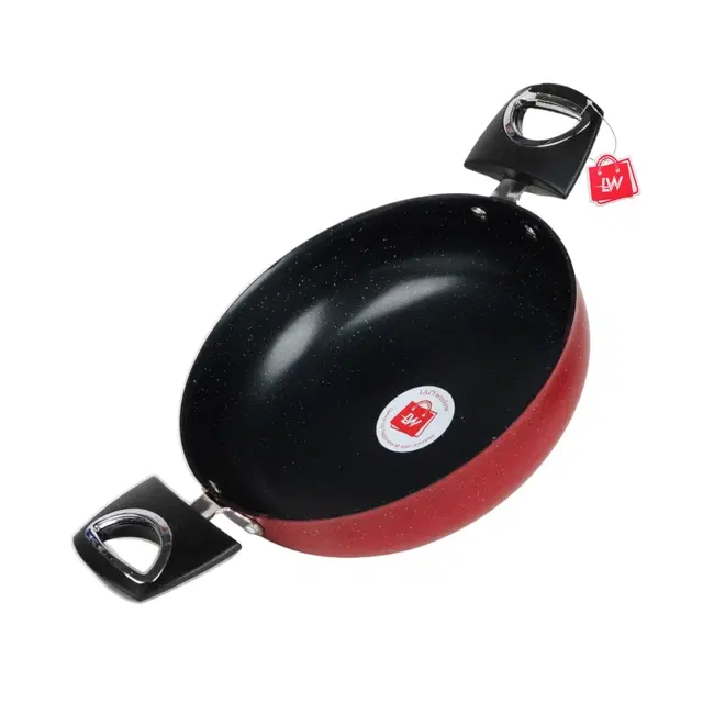 Iron Nonstick Induction Bottom Cooking Kadhai, Maroon, 1500 ml