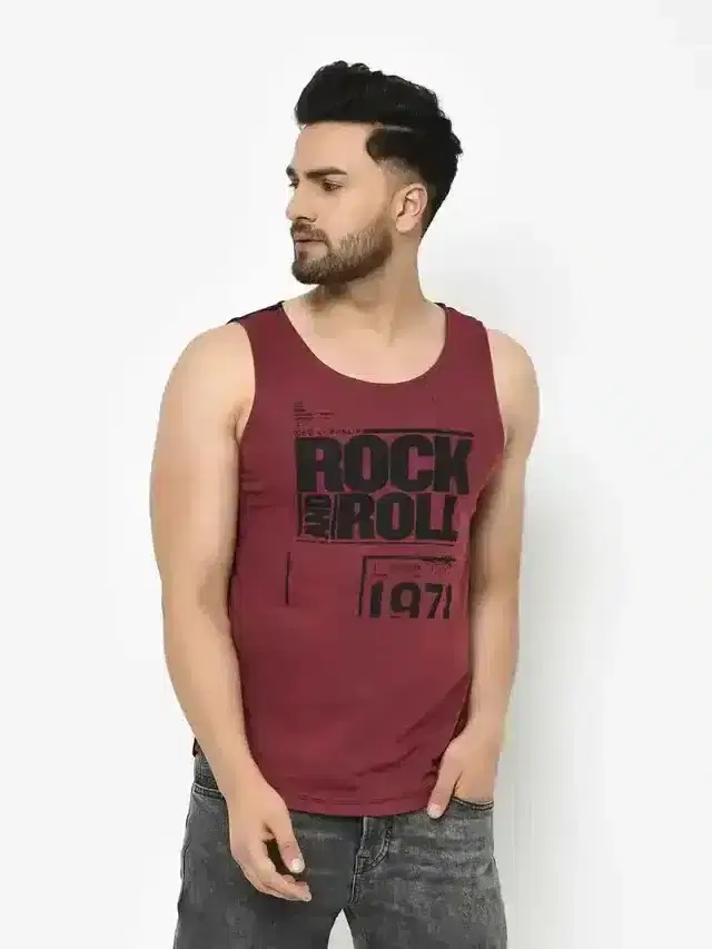 Rigo Sleeveless Vest for Men (Maroon, M)