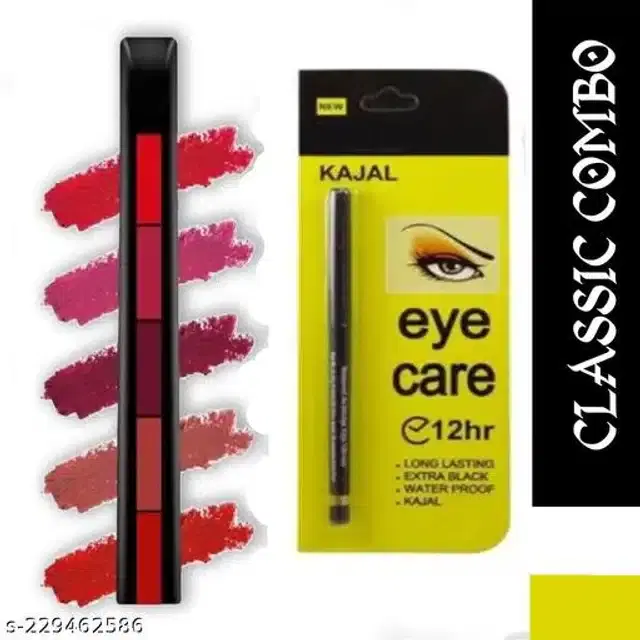 ADS Waterproof Kajal with 5-in-1 Mini Lipsticks, Multicolor, Set of 2