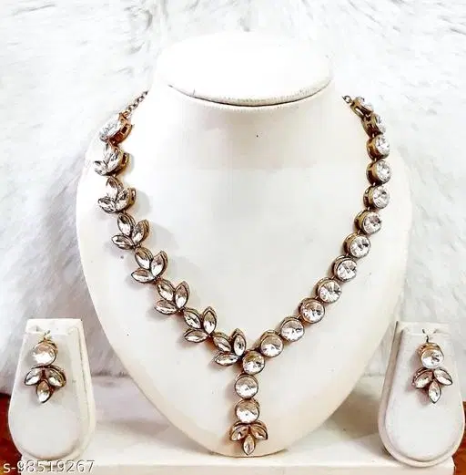 Alloy Jewellery Set for Women & Girls, White