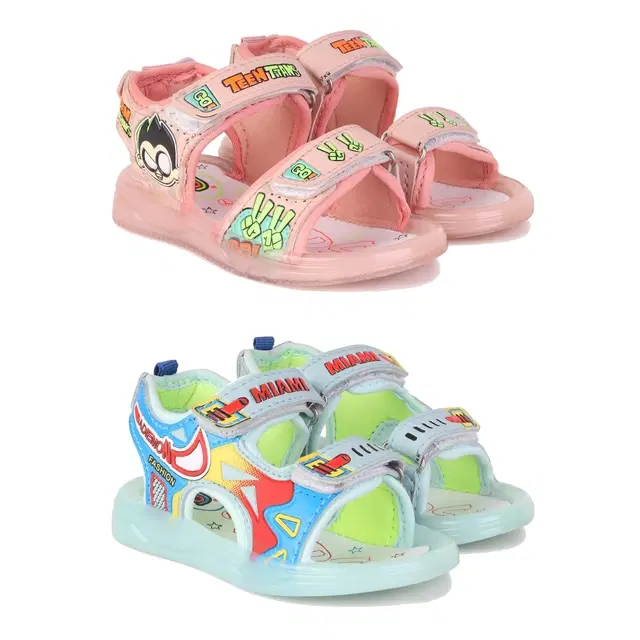 Sandals for Kids, Pack of 2 (Multicolor, 7 C)