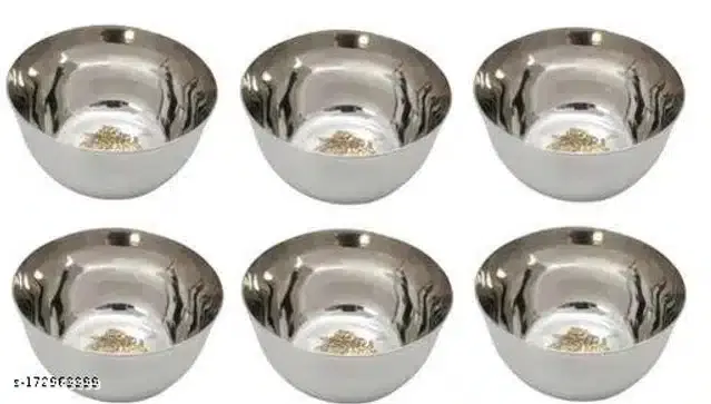 Stainless Steel Bowls, Silver, Pack of 6