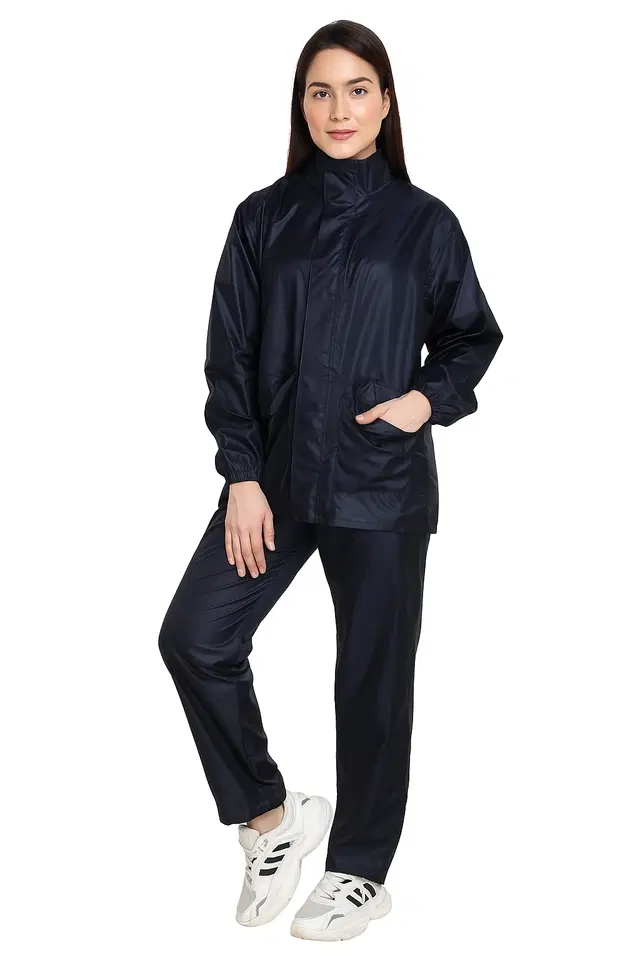 Polyester Rain Suit for Men & Women (Black, XXL) (Set of 1)