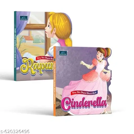 Fairy Tale Shaped Board Book Set of 2 Cinderella Rapunzel Classic Stories for Kids Early Learning Picture Books Durable Board Pages Toddler Storytelling Preschool Reading Gift
