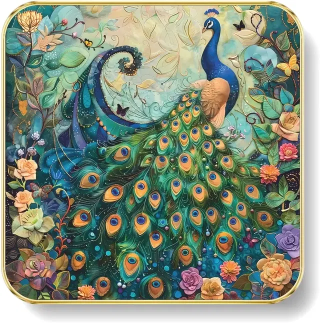 Kc Arts Uv Coated Peacock Wall Hanging 12x12in