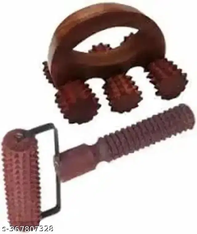 Wooden Body Massager Set, Brown, Set of 2