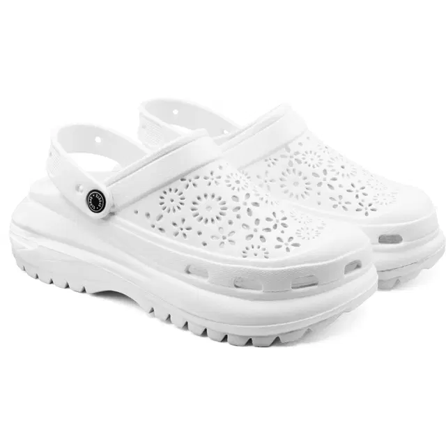 Textured Clogs For Women (White, 6)