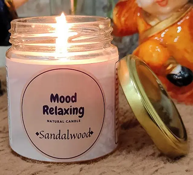 Floish Decor Premium Sandalwood Scented Mood Relaxing Candle