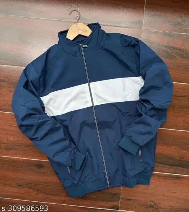 Polyester Jacket for Men (Blue, L)