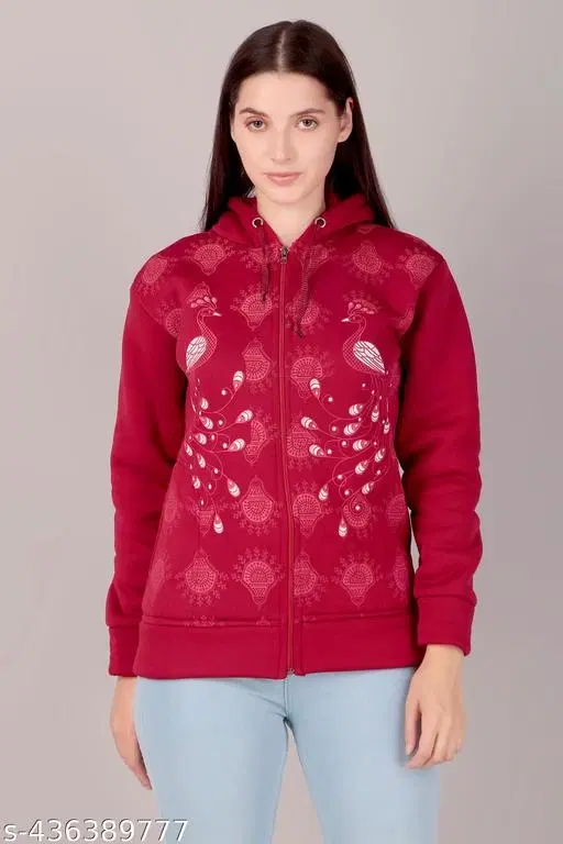 Polyester Sweater for Women (Maroon, M)