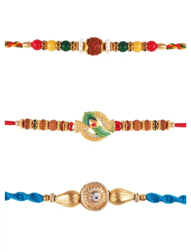 Designer Rakhi for Rakshabandhan, Multicolor, Pack of 3