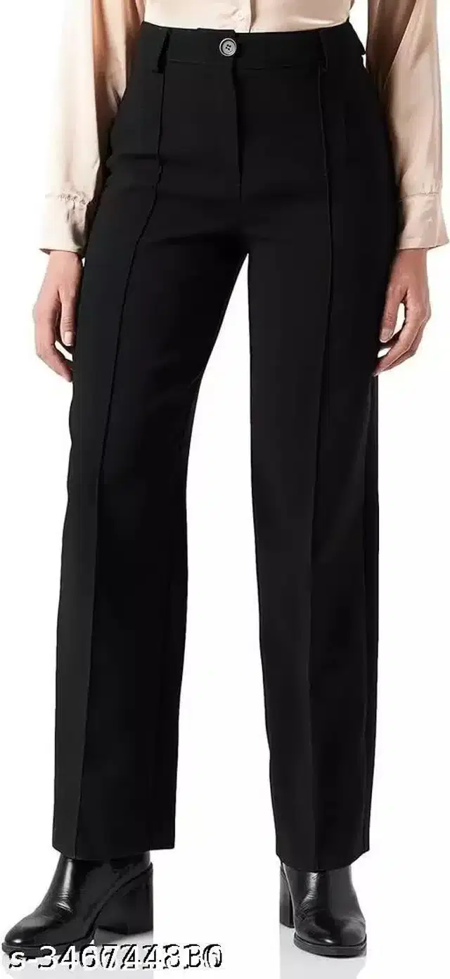 Cotton Blend Trouser for Women (Black, 24)