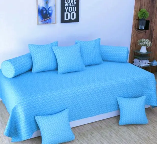 Cotton Printed Diwan Covers Set, 60x90 Inches, Multicolor, Set of 8