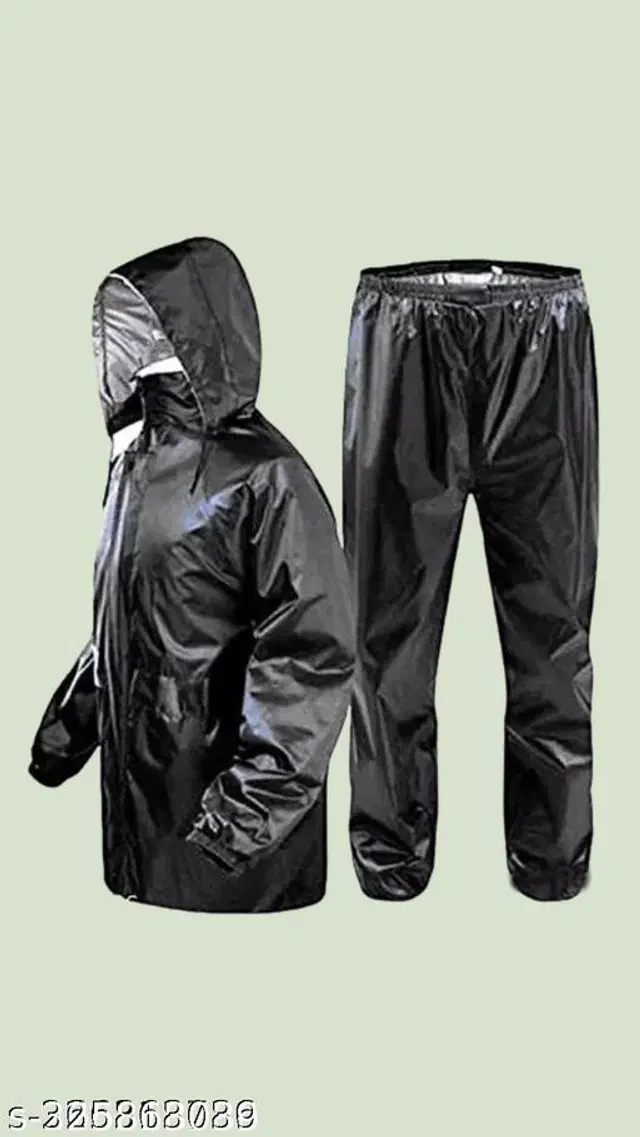Polyester Rain Coat for Men, Black, S