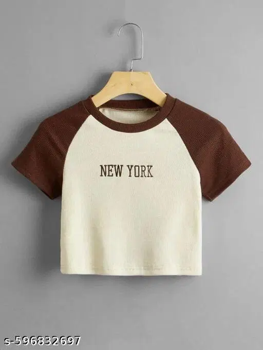 Cotton Blend Printed tops for Women, Beige (XS)