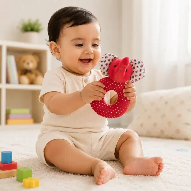 ILearnnGrow Elephant Face Rattle