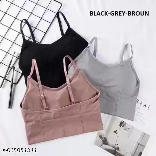 Cotton Blend Solid Bras for Women, Assorted, Pack of 3 (28A)