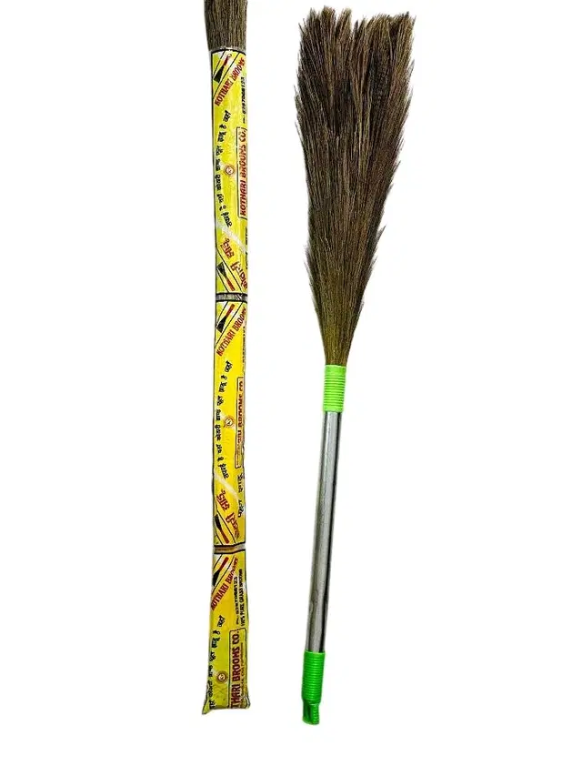 Grass Broom for Home, Green, 43 inches