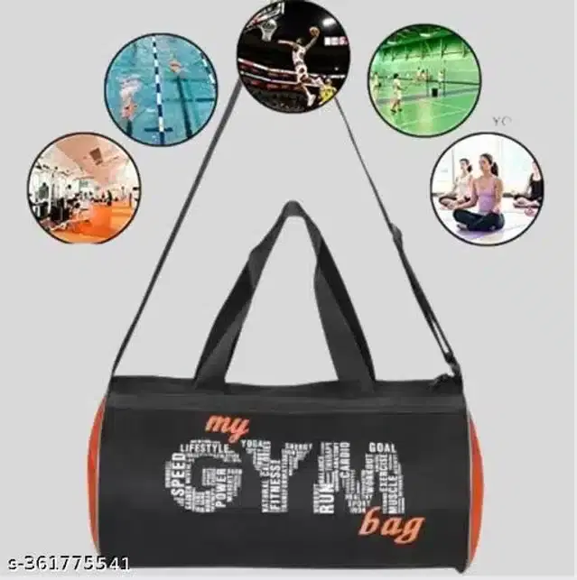 Polyester Gym Bag, Black & Orange